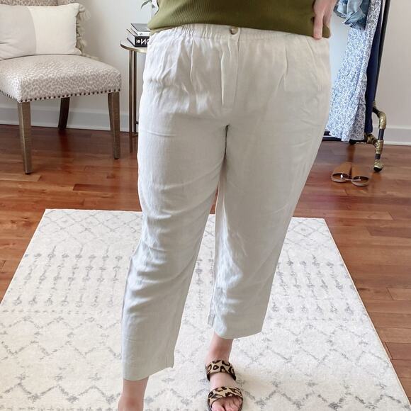 MADEWELL Camp Pants Trousers Ankle Natural Seeded Herringbone Cream Sz XL {EE45} - Picture 1 of 9